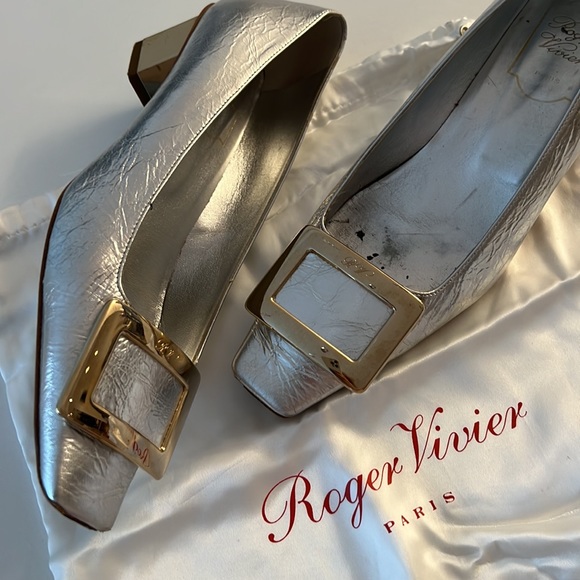 Roger Vivier Silver with Gold Buckle Woman’s Shoe Size 37 - Picture 6 of 10